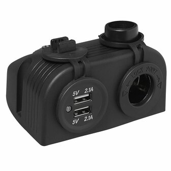 Kit de superficie: Toma DIN + puerto USB doble tipo A 2x2100mA