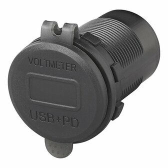 Caja de empotrar USB  triple  con 2x tipo A y 1x tipo C + voltimetro