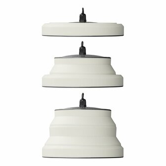 Lampara colgante LED plegable de silicona blanca de 20 cm de diametro.