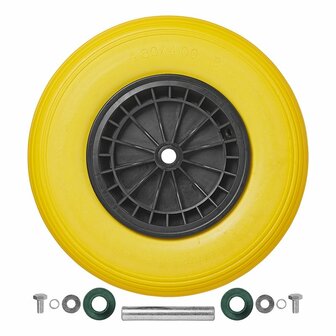 Neumatico de PU con llanta de plastico de 164.00-8 incl. eje de 20 mm