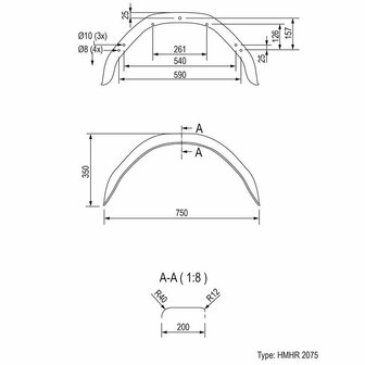 Guardabarros angular metalico de 14 pulgadas (2075)