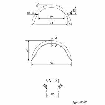 Guardabarros metalico semicircular de 14 pulgadas (2075)