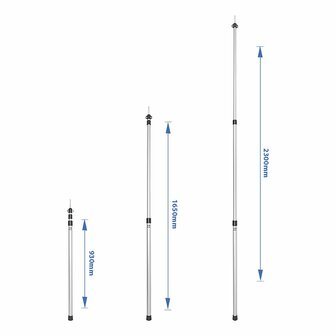 Poste telescopico para tienda de campana  3 piezas  93-230 cm (juego de 2)