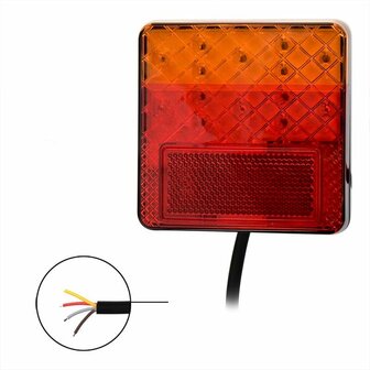 Luz trasera 12 24V 4 funciones 100x100mm LED