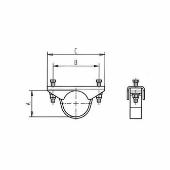 Bloque de soporte  para sujecion de tubo de barra de tiro de diametro 70 mm