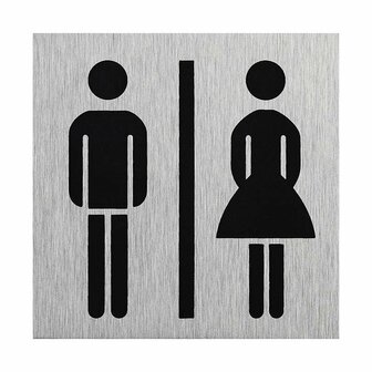 Letrero de puerta de aluminio pictograma hombre mujer60x60mm