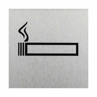 Letrero de puerta de aluminio con pictograma de prohibido fumar (120 x 120 mm)