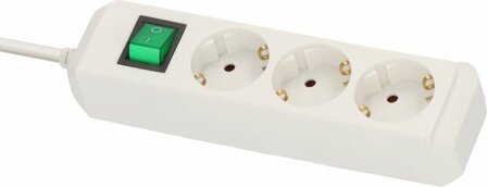 Regleta con interruptor 3 tomas blanco 5m H05VV-F 3G1,5