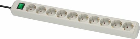 Regleta con interruptor 10 tomas gris claro 3m H05VV-F 3G1,5