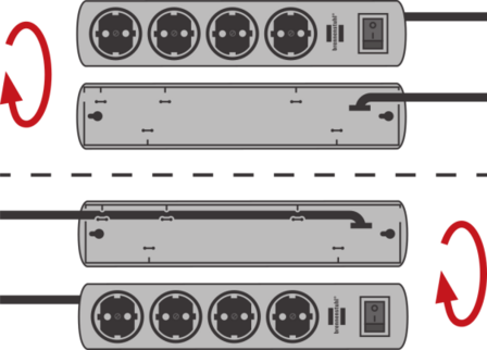 Regleta contra subidas de tension Switch 19.500 A Enchufes 7 negro 2m H05VV-F 3G1,5 2 permanentes, 5 con interruptor
