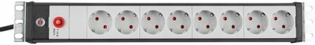 Regleta 19 para armario de distribucion 8-tomas negro gris claro 3m H05VV-F 3G1,0 19 formato, con clavija IEC