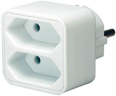 Adaptador con 2 tomas de corriente Euro.