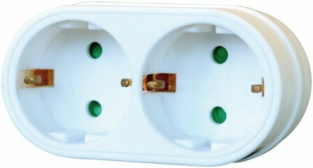 Enchufe adaptador de 2 tomas con conector de tierra