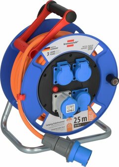 Tambor de cable de camping maritimo Garant CEE IP44 25m H07RN-F 3G2.5, 1xCEE230V 16A, 3x tomas de contacto de proteccion
