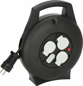 Enrollacables VL2-X 3 enchufes con funcion de carga USB negro 10m H05VV-F 3G1,5