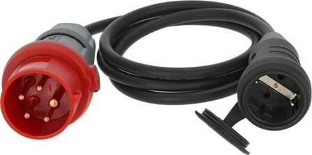 Adaptador de cable CEE IP44 1,5m negro H07RN-F 3G1,5 Enchufe CEE 400V 16A