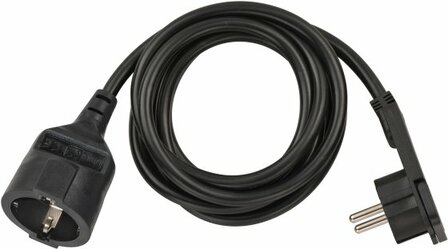 Cable de extension corto con enchufe de angulo plano 2m H05VV-F3G1,5 negro