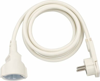 Cable de extension corto con enchufe de angulo plano 2m H05VV-F3G1,5 blanco