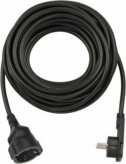 Cable de extension corto con enchufe de angulo plano 10m H05VV-F3G1,5 negro