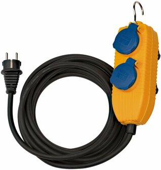 Cable para emplazamiento en obras IP54 con bloque de alimentacion 10m negro H07RN-F 3G1,5