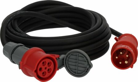 Cable de extension CEE IP44 con inversor de fase 10m negro H07RN-F 5G2,5 CEE 400V 16A