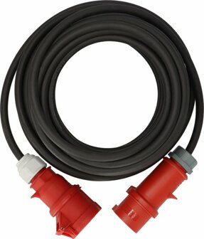 Cable alargador CEE IP44 con inversor de fase 10m negro H07RN-F 5G4,0 CEE 400V 32A