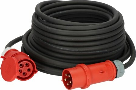 Cable alargador CEE IP44 con inversor de fase 10m negro H07RN-F 5G4,0 CEE 400V 32A