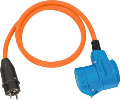 Adaptador de cable IP44 Camping Embarcaderos 1,5m naranja H07RN-F 3G2,5 Enchufe de contacto protector, angulo de acoplamiento CEE 230V 16A