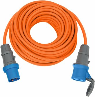 Cable alargador CEE IP44 para camping maritimo 25m H07RN-F 3G2,5 naranja CEE 230V 16A enchufe y acoplamiento