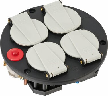 Bloque de conexion de 4 tomas IP20 230V 16A el indicador muestra si por sobrecalentamiento o sobrecarga