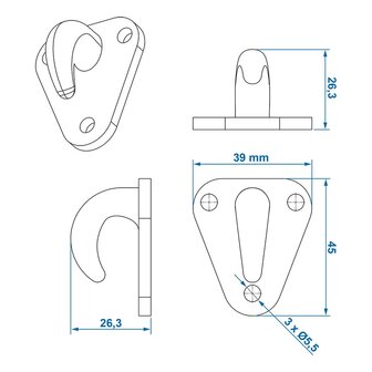 Gancho de cuerda de plastico 45x39mm x10 piezas