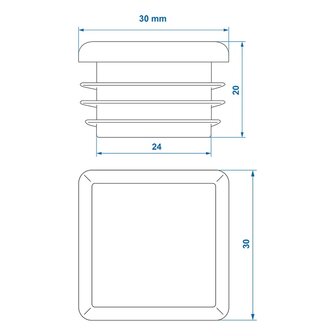 Tapa cuadrada de 30x30mm x10 unidades
