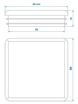 Tapa cuadrada de 60x60mm x10 unidades