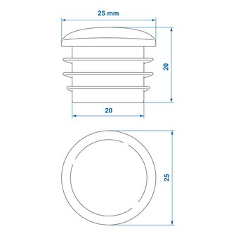 Tapa cuadrada de &Oslash;25mm x10 unidades