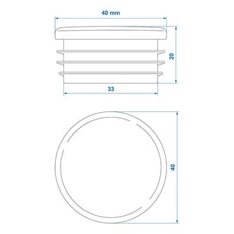 Tapa cuadrada de &Oslash;40mm  x10 stuks