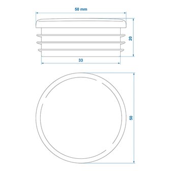 Tapa cuadrada de &Oslash;50mm x10 unidades