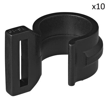 Clip para poste de tienda de campana de 20-25 mm con ranura negra x10 stuks