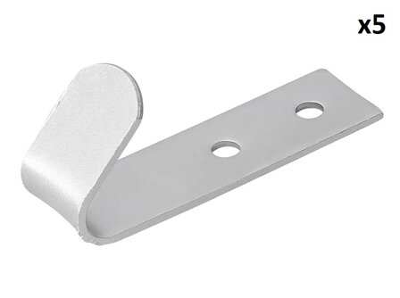 Gancho roscado de metal 72 x 21 x 2 mm x5 piezas