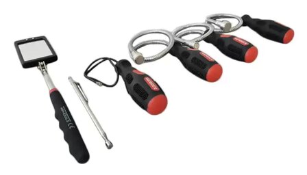 Juego de soportes magneticos flexibles y telescopicos con espejo de inspeccion &ndash; 6 piezas