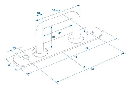 Ojal rectangular de 36 mm x5 piezas