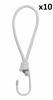Tensor de tienda elastico blanco con gancho x10 piezas