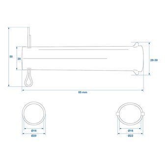 Eje para rueda jockey 60 mm x10 piezas