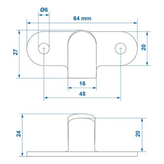 Gancho metalico 65x27 mm curvado x10 piezas