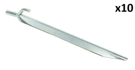 Estaca de tienda de metal de 25 cm con gancho x10 piezas