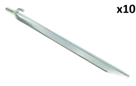Estaca de tienda de metal de 30 cm con gancho x10 piezas