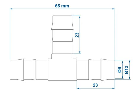 Racor en T para manguera 12 mm x10 unidades