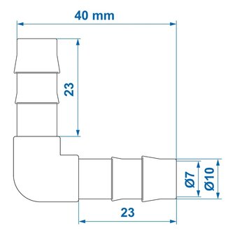 Racor de manguera en angulo 10 mm x10 unidades
