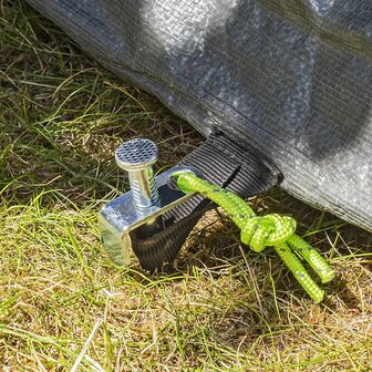 Piqueta para terreno rocoso 40 cm acero galvanizado con gancho en L &ndash; Pack de 10 unidades