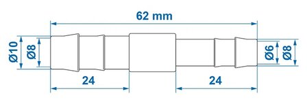 Reductor de manguera recto 10x8 mm x10 piezas
