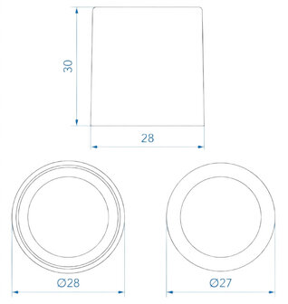 Reductor para tubo de desague de &Oslash;28 mm a &Oslash;17 mm PE negro x5 piezas